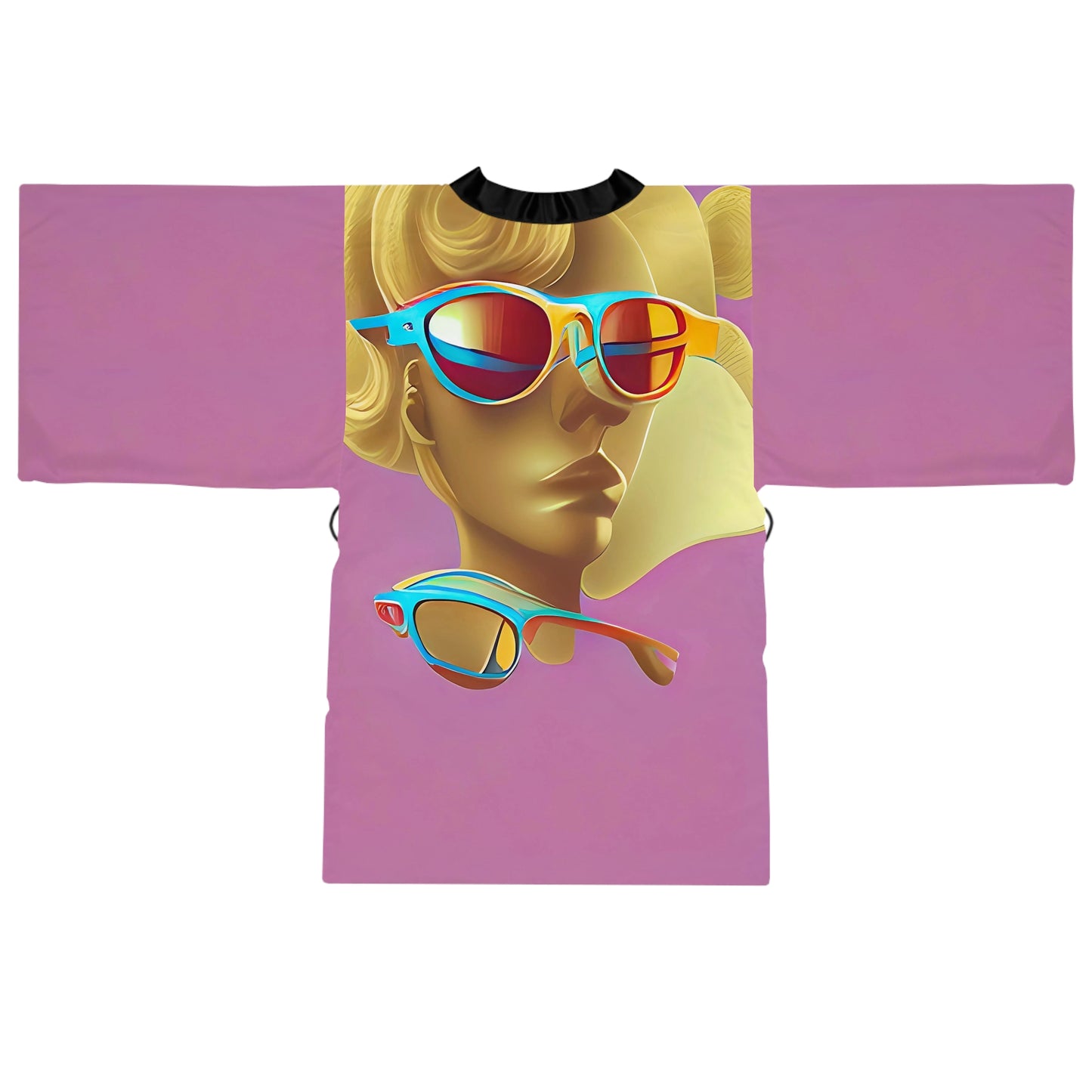 Retro Cool Pink - Womens Long Sleeve Kimono Robe - iSAW Company