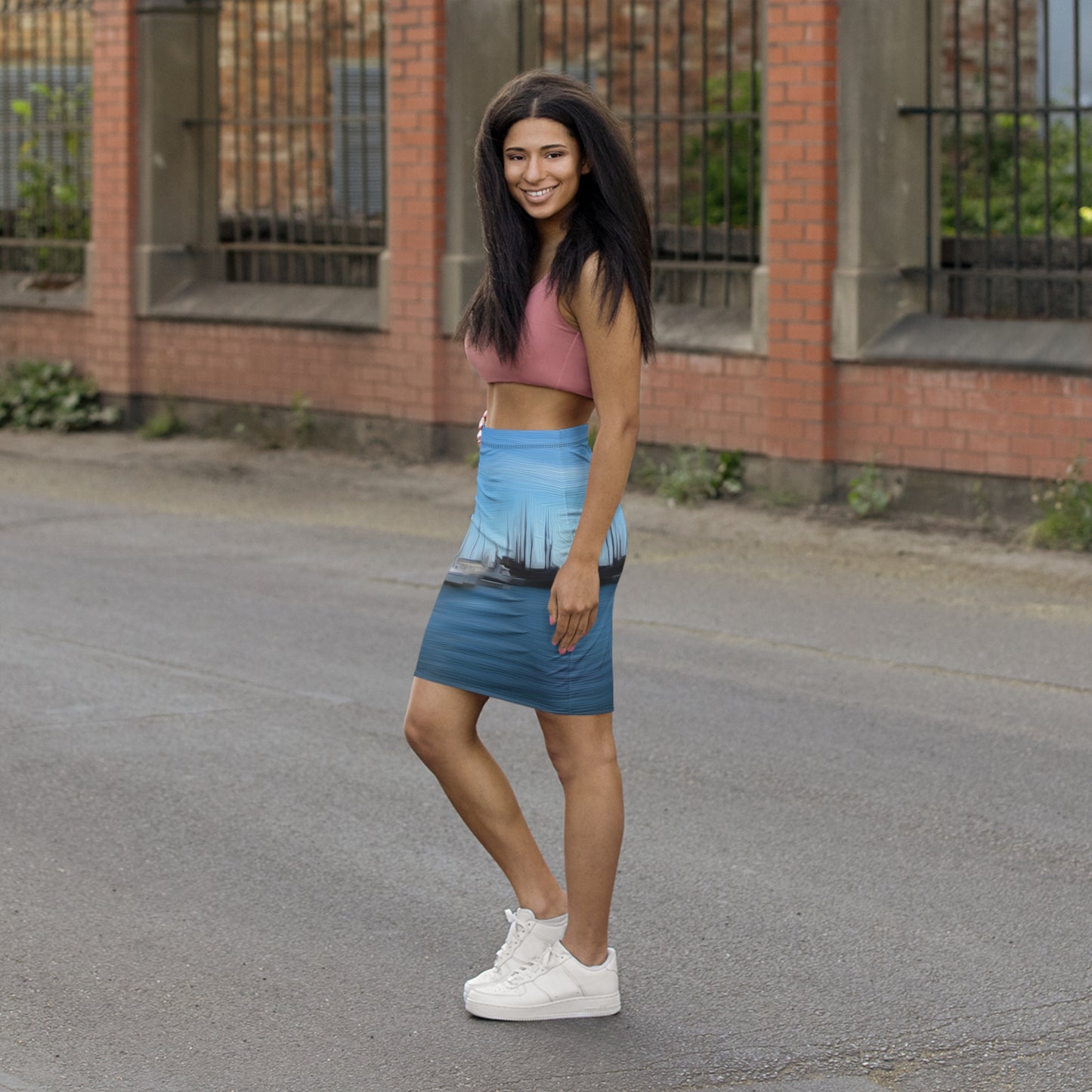 The Sleeping Yachts (at Morning) - Womens Pencil Skirt - iSAW Company