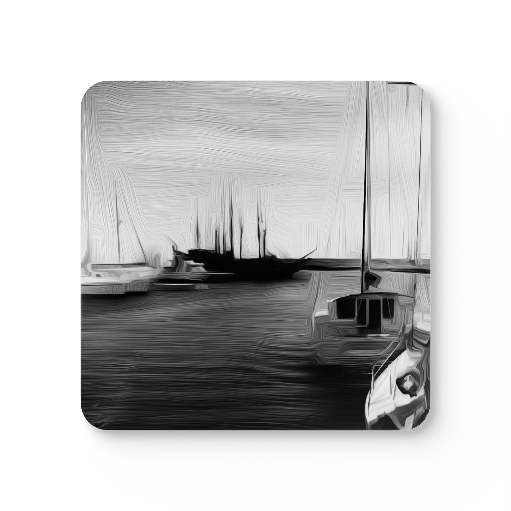 The Sleeping Yachts (at Night) - Cork Back Coaster Set - iSAW Company