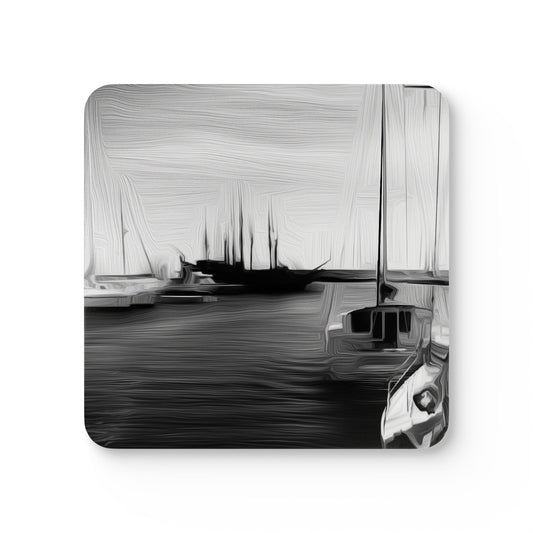 The Sleeping Yachts (at Night) - Cork Back Coaster Set - iSAW Company