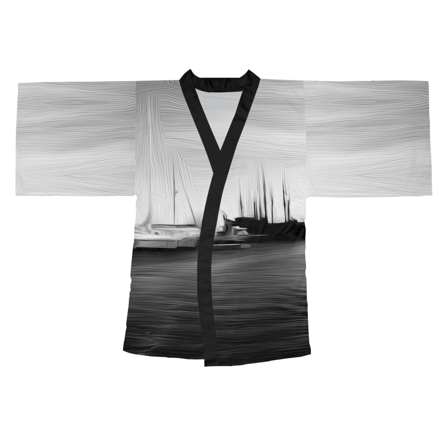 The Sleeping Yachts (at Night) - Womens Long Sleeve Kimono Robe - iSAW Company