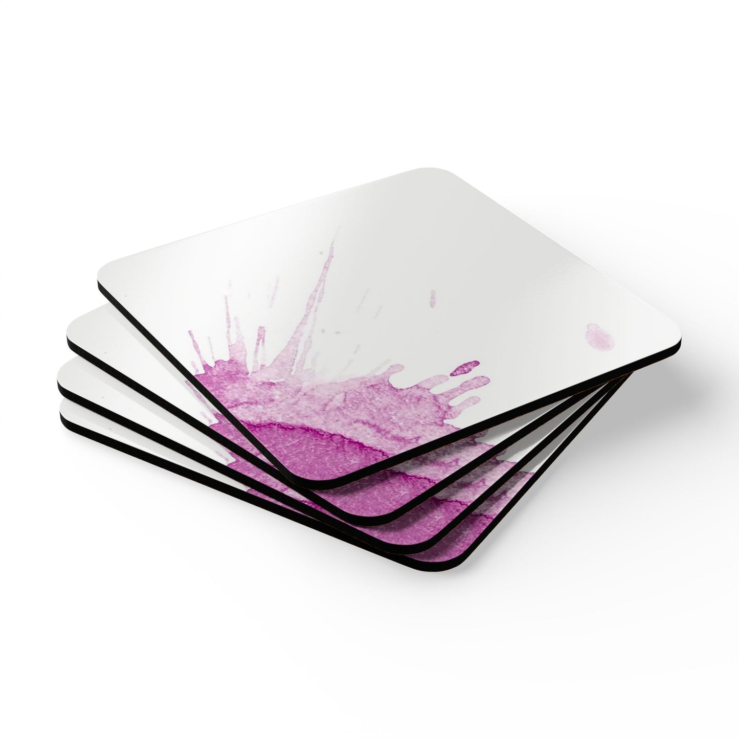 Watercolour Pink Splash - Cork Back Coaster Set - iSAW Company