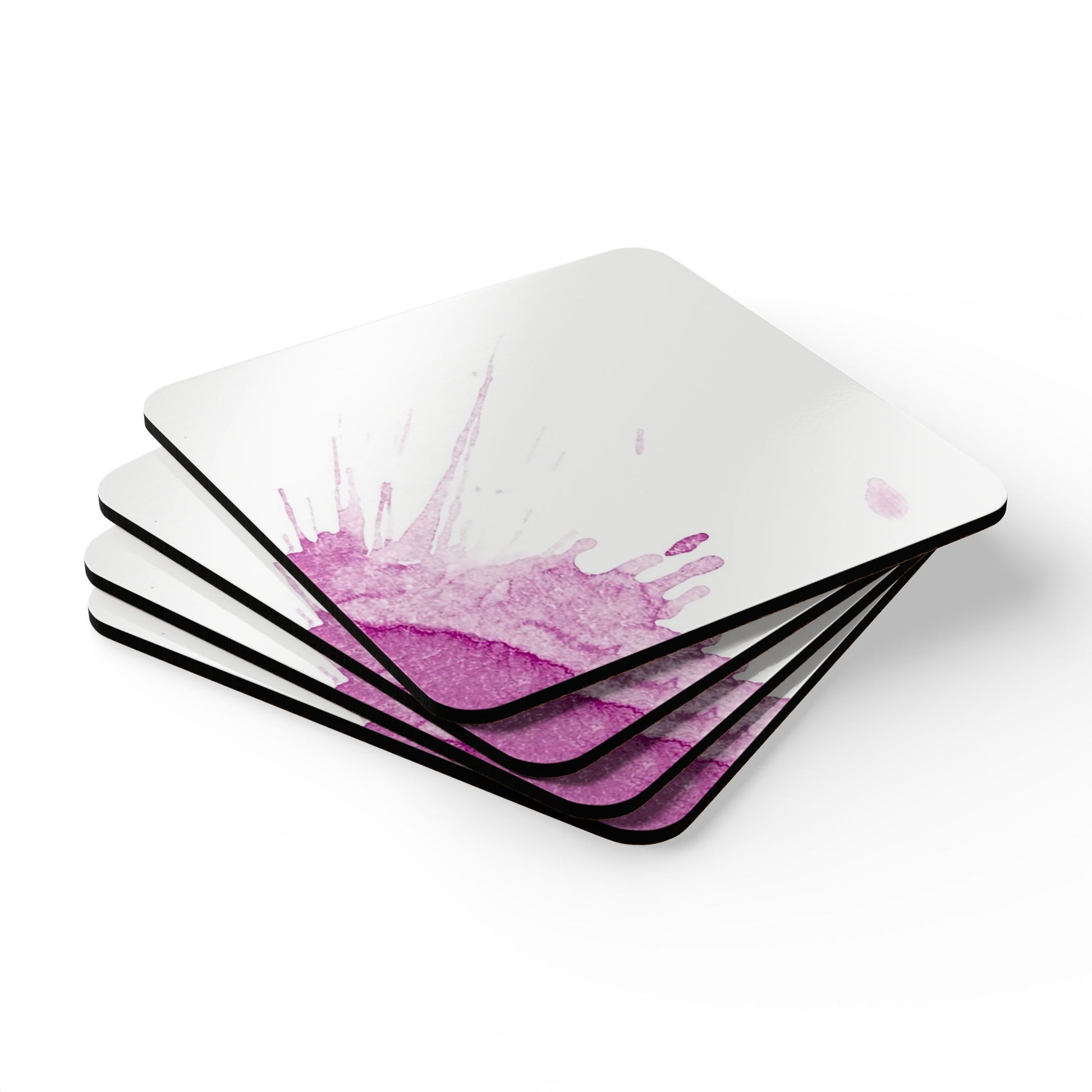 Watercolour Pink Splash - Cork Back Coaster Set - iSAW Company