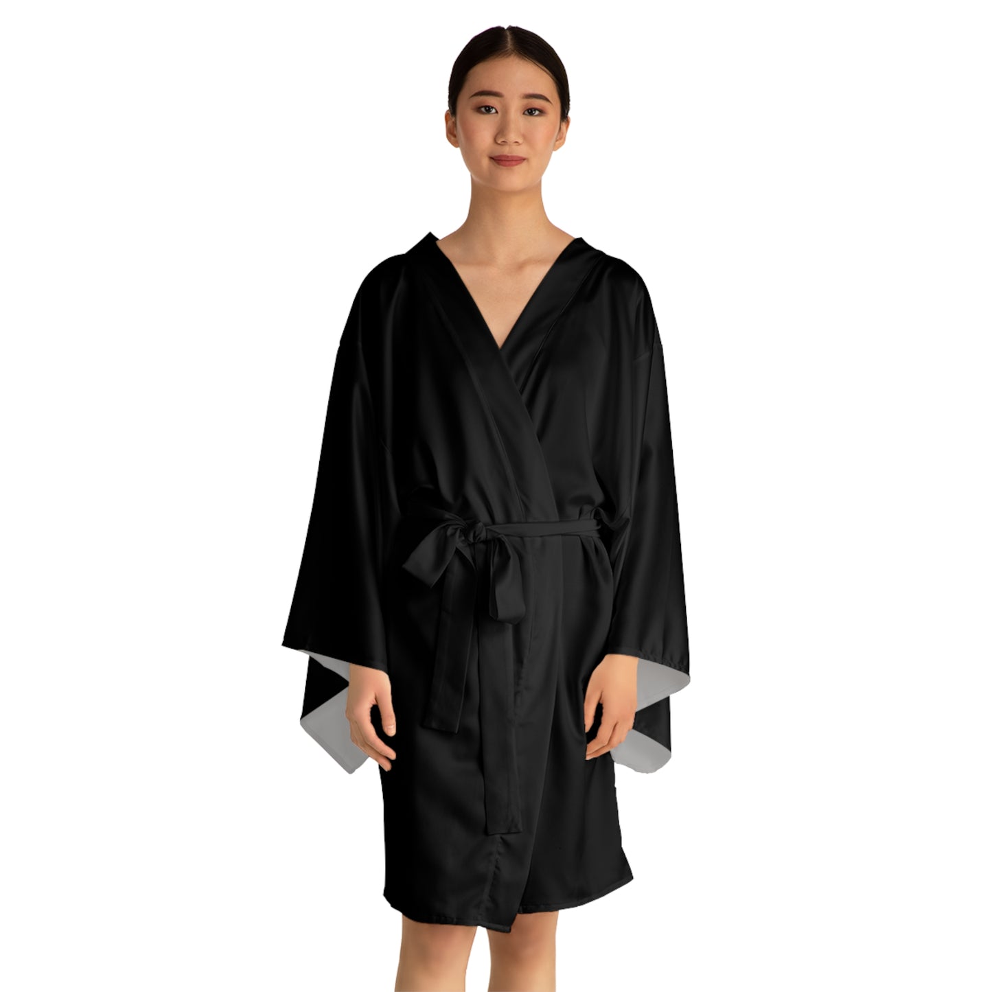 iSAW Womens Black Long Sleeve Kimono Robe - iSAW Company