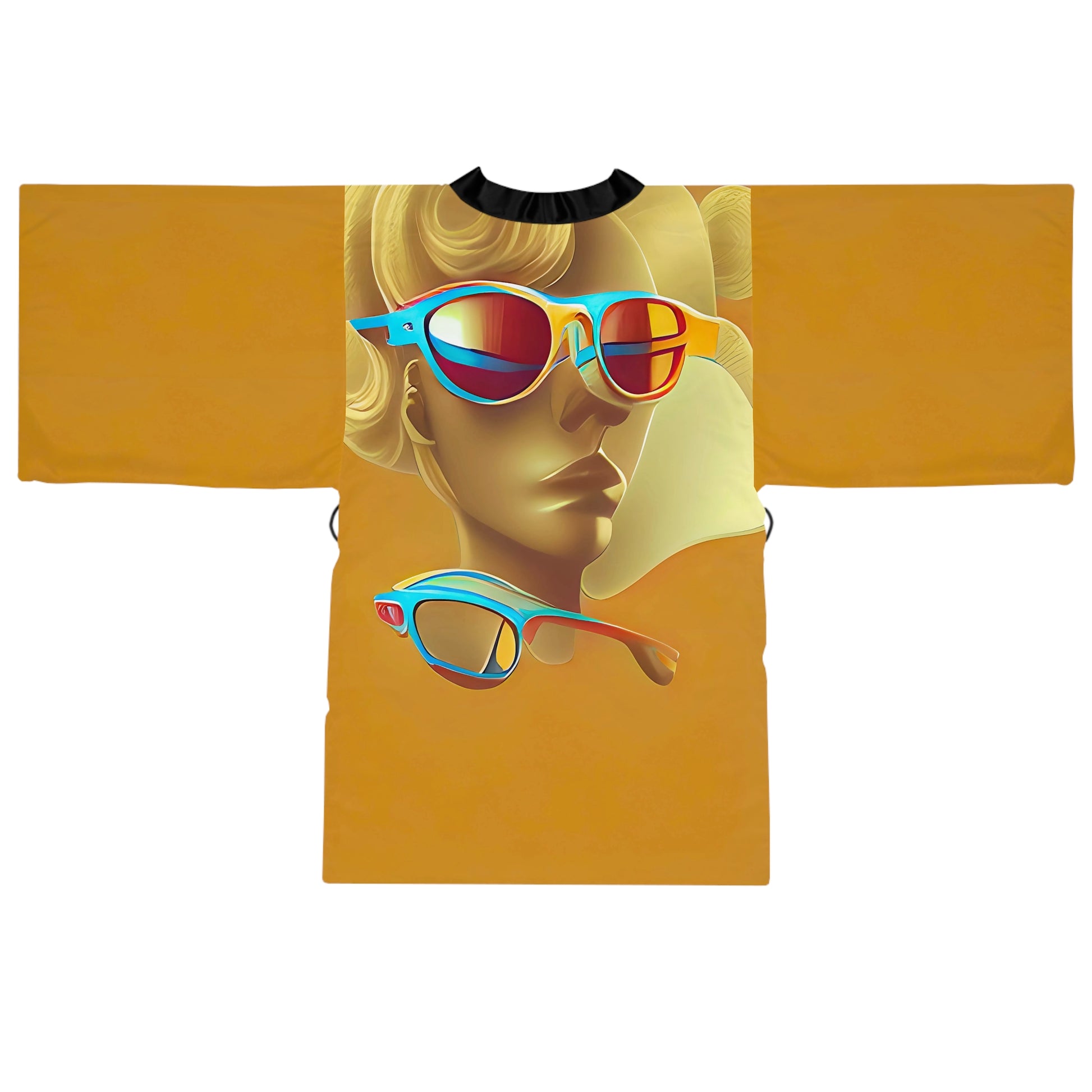 Retro Cool Orange - Womens Long Sleeve Kimono Robe - iSAW Company