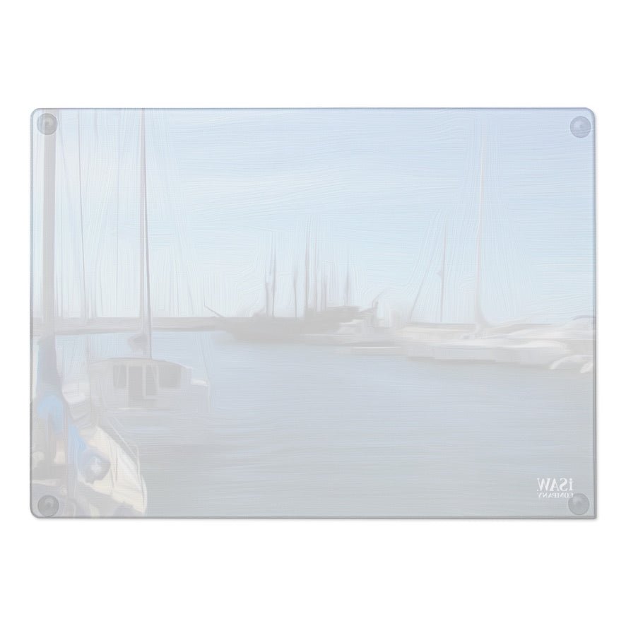 The Sleeping Yachts (at Morning) - Glass Cutting Board - iSAW Company