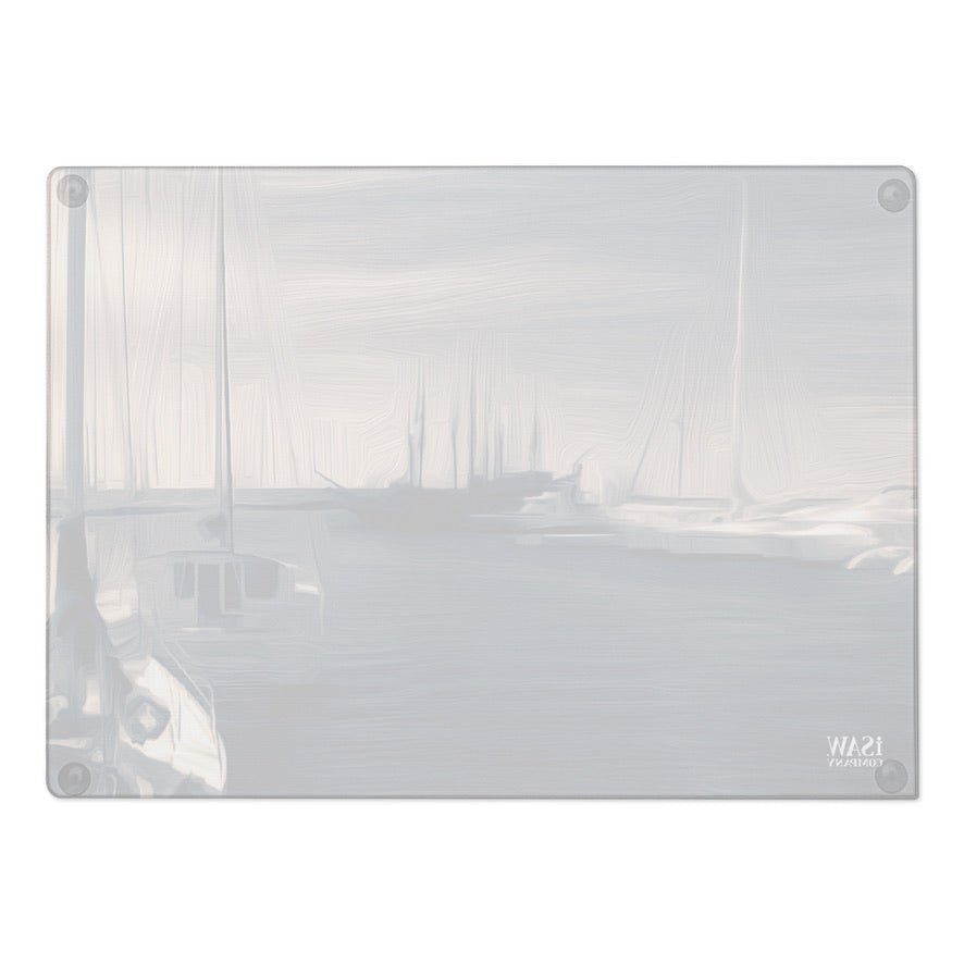 The Sleeping Yachts (at Sunrise) - Glass Cutting Board - iSAW Company