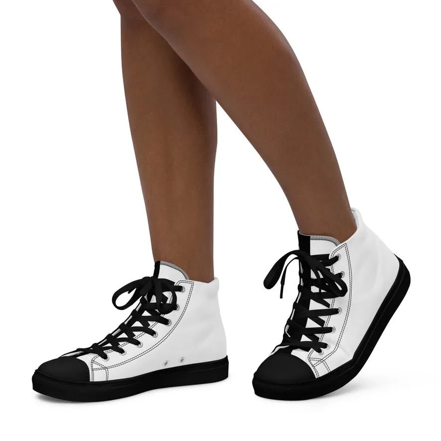 Half Black Half White - Womens High - Top Canvas Shoes - iSAW Company