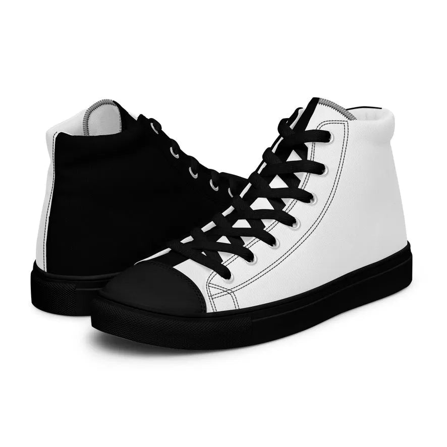 Half Black Half White - Mens High - Top Canvas Shoes - iSAW Company