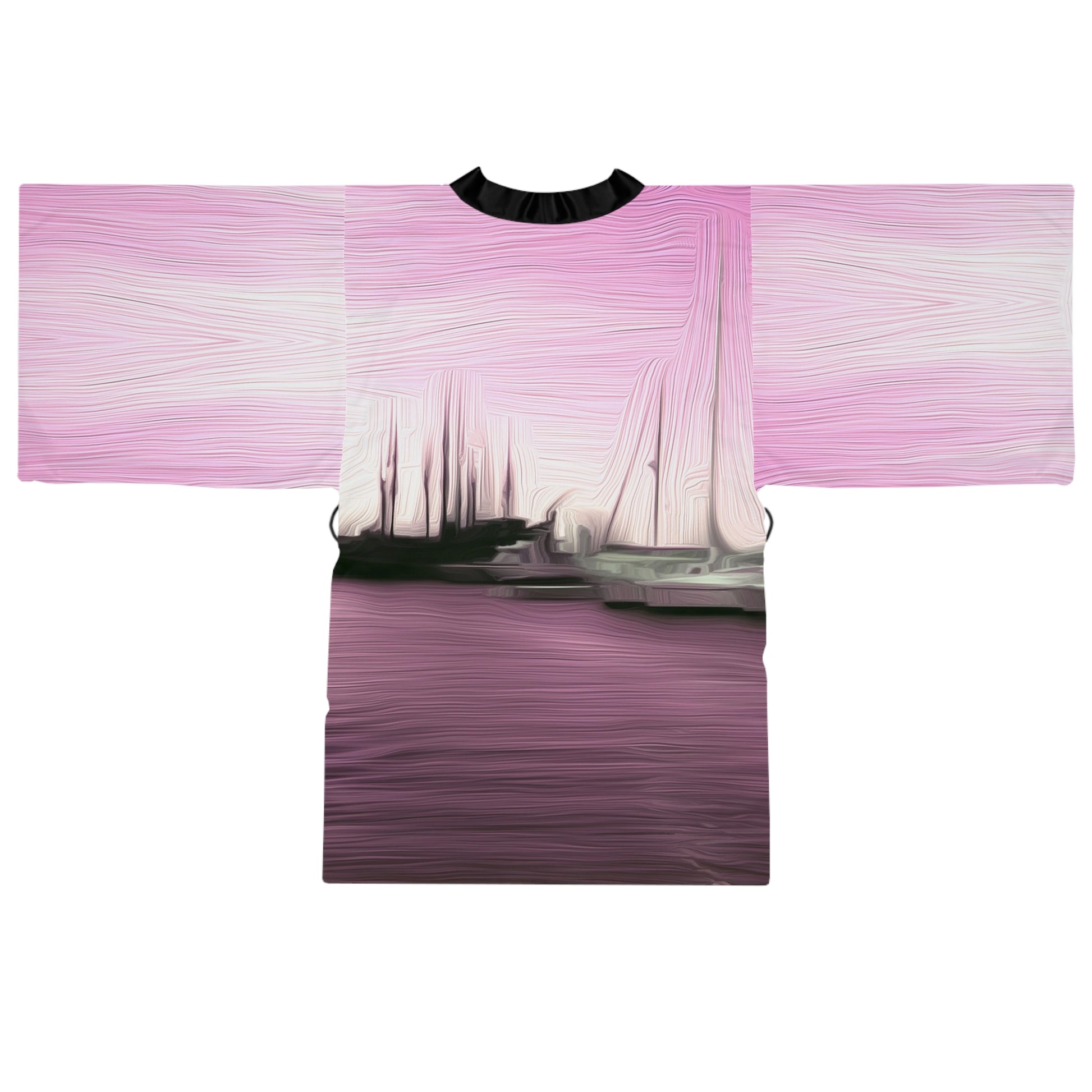 The Sleeping Yachts (at Evening) - Womens Long Sleeve Kimono Robe - iSAW Company