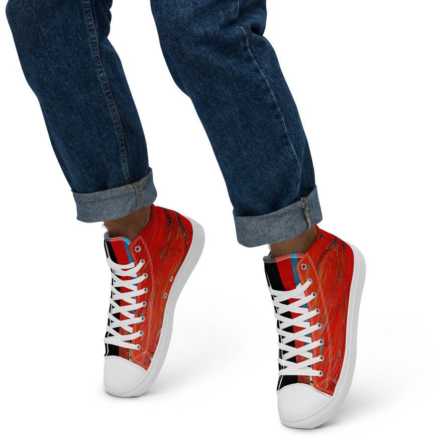 Half Black Half Hónghǎi - Mens High-Top Canvas Shoes - iSAW Company