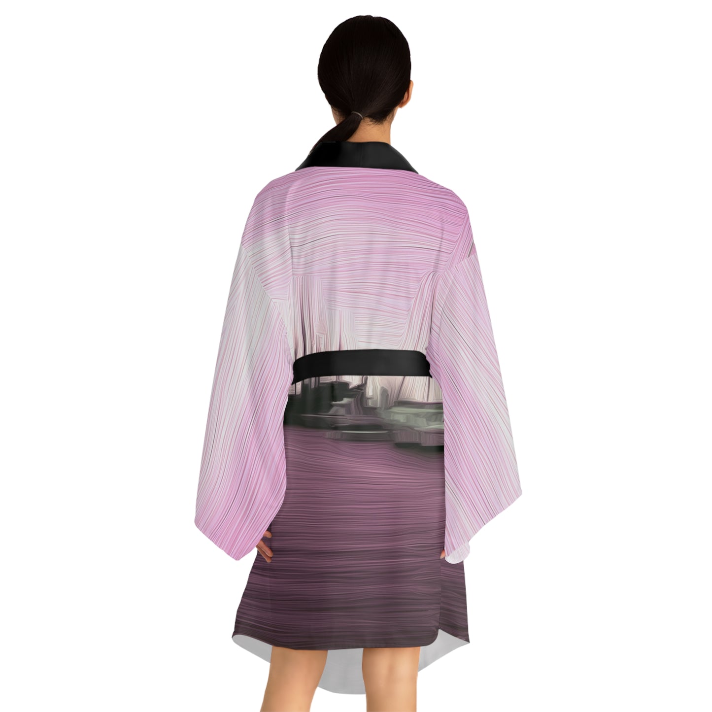 The Sleeping Yachts (at Evening) - Womens Long Sleeve Kimono Robe - iSAW Company