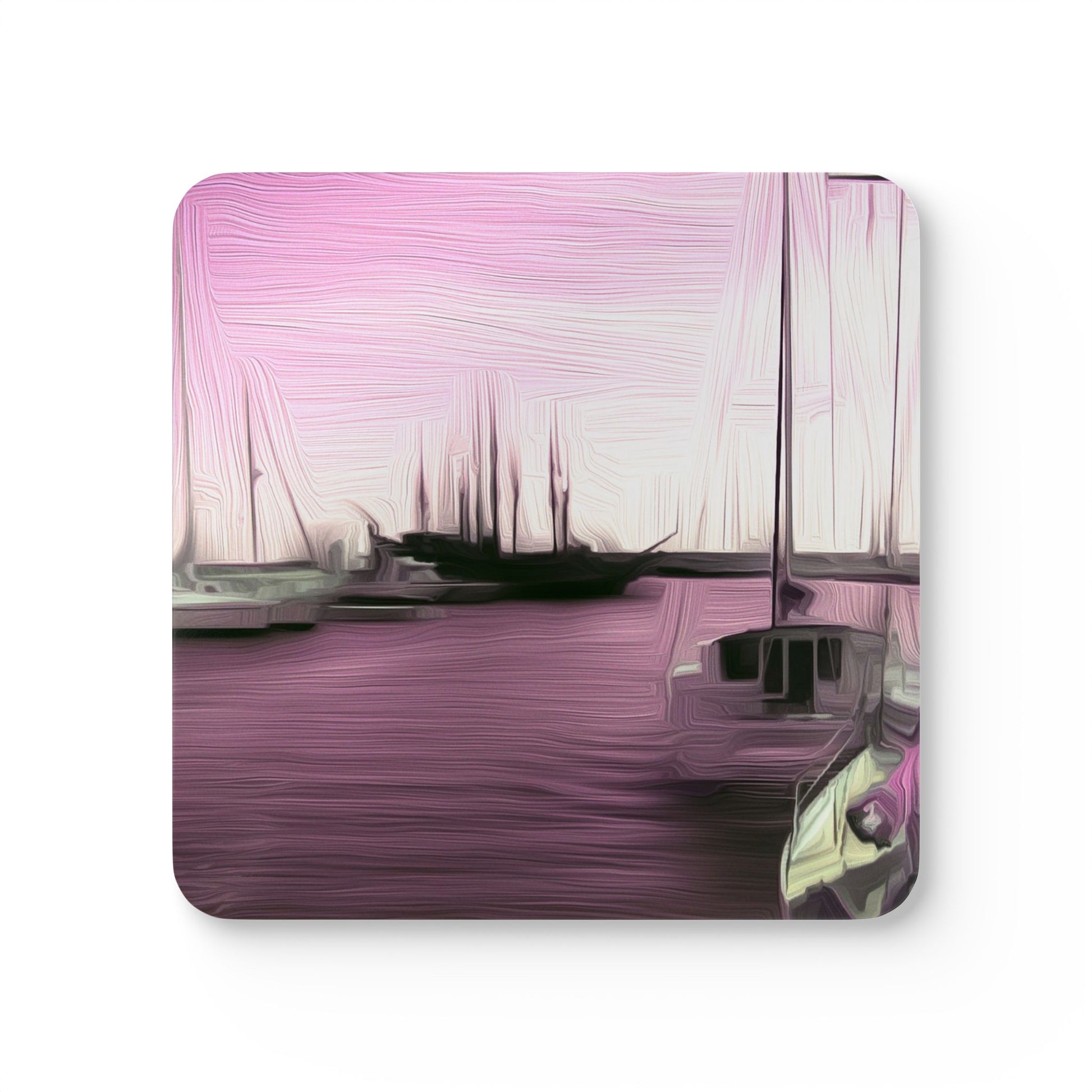 The Sleeping Yachts (at Evening) - Cork Back Coaster Set - iSAW Company