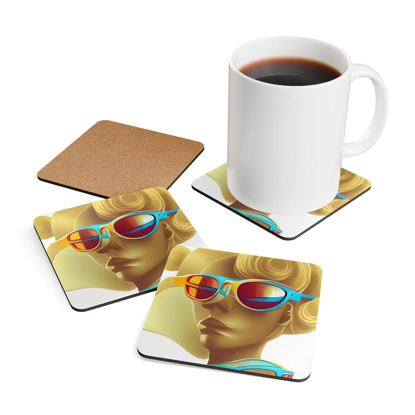 Retro Cool White - Cork Back Coaster Set - iSAW Company