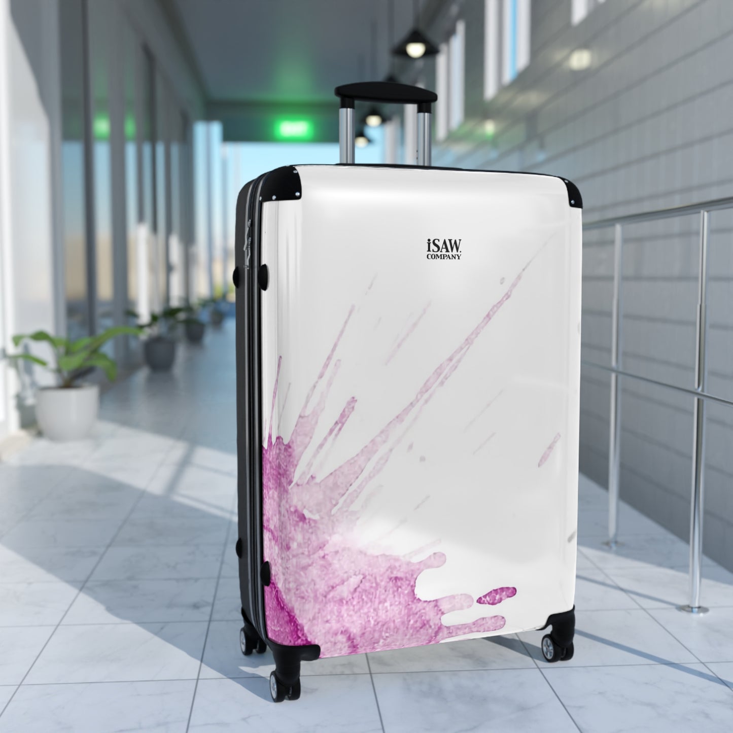 Watercolour Pink Splash - Hard - Shell Suitcase - iSAW Company