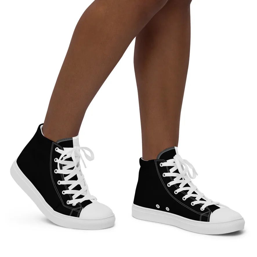 Half Black Half White - Womens High - Top Canvas Shoes - iSAW Company