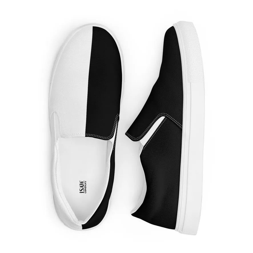 Half Black Half White - Womens Slip-On Canvas Shoes - iSAW Company