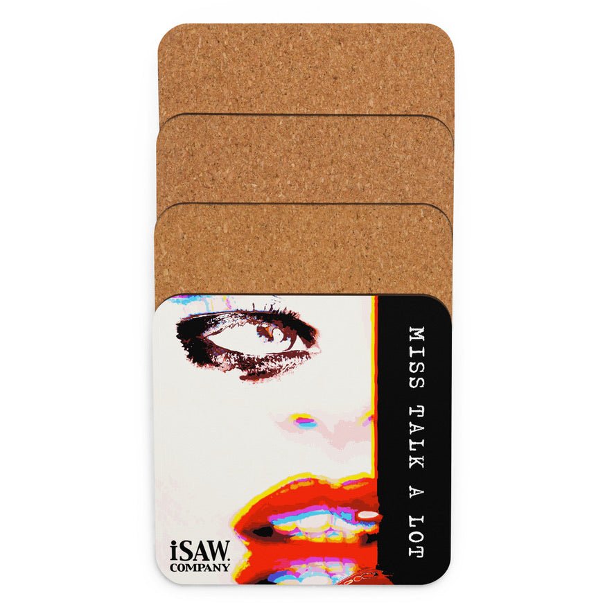 Miss Talk A Lot - Cork Back Coaster - iSAW Company