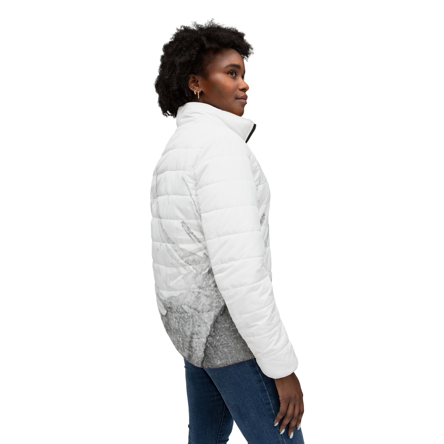 Watercolour Grey Splash - Womens Puffer Jacket - iSAW Company