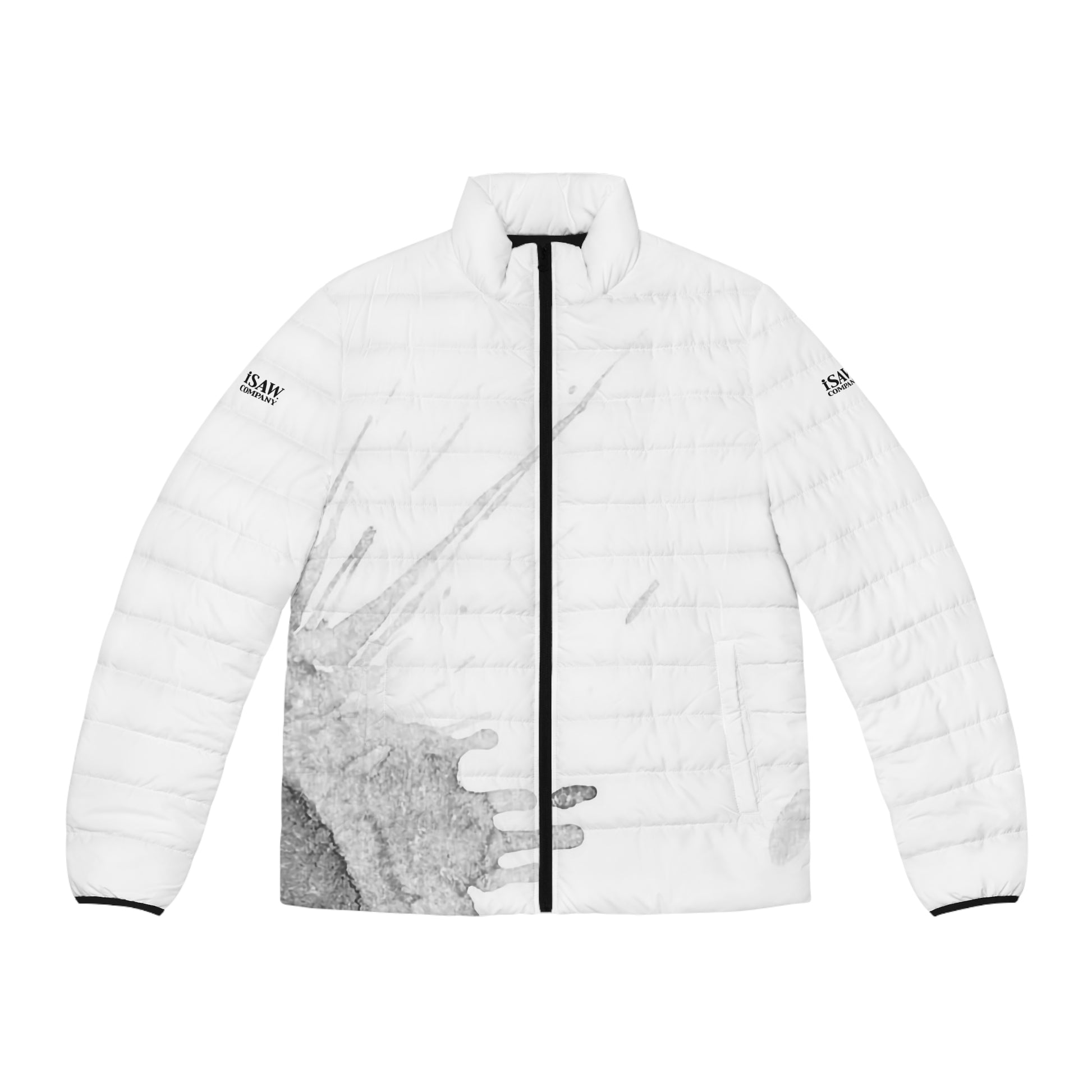 Watercolour Grey Splash - Mens Puffer Jacket - iSAW Company