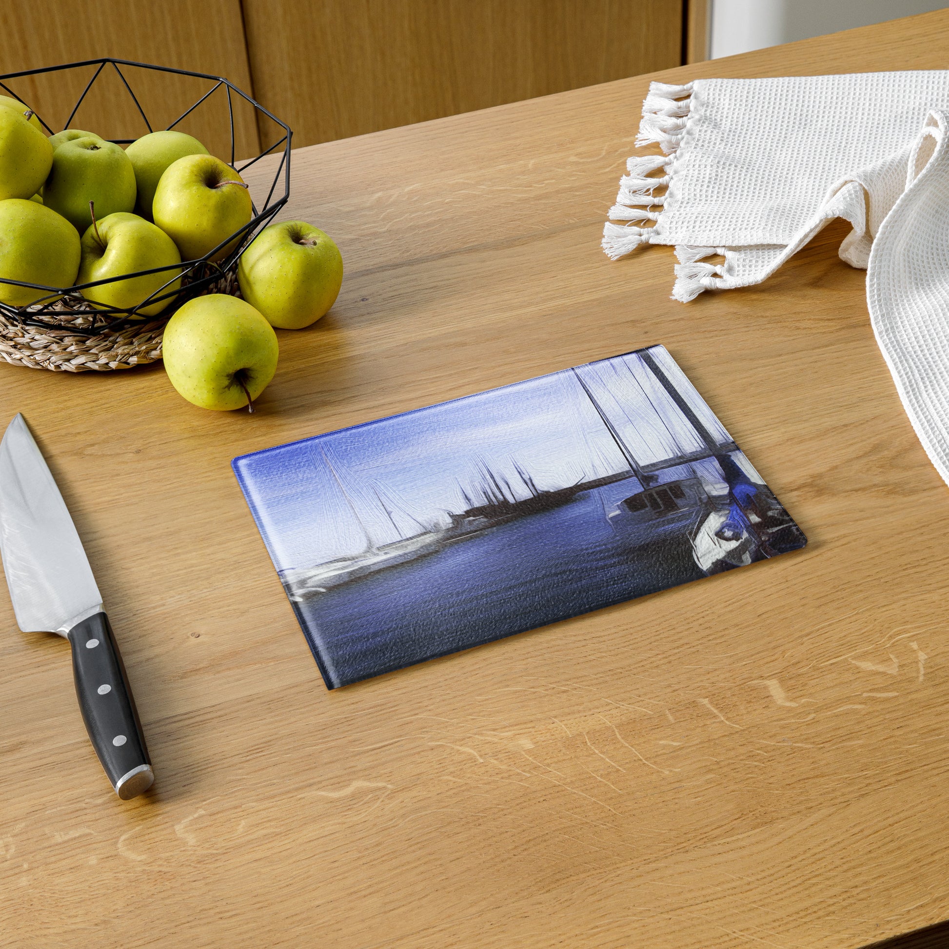 The Sleeping Yachts (at Afternoon) - Glass Cutting Board - iSAW Company