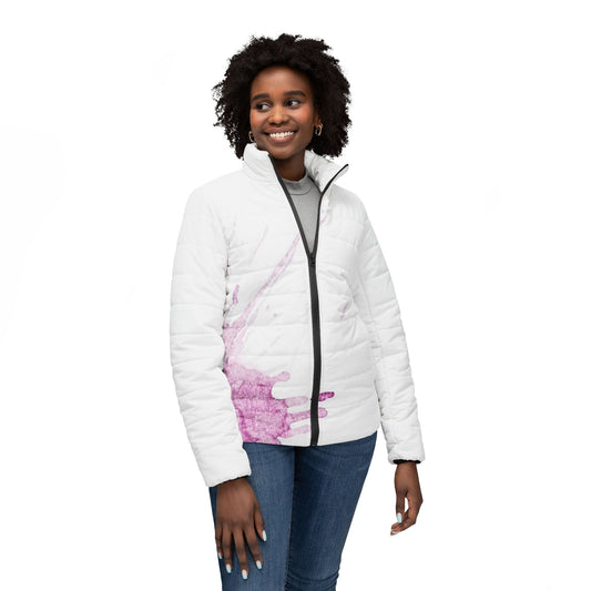Watercolour Pink Splash - Womens Puffer Jacket - iSAW Company
