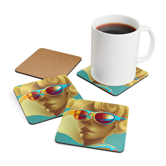 Retro Cool Blue - Cork Back Coaster Set - iSAW Company