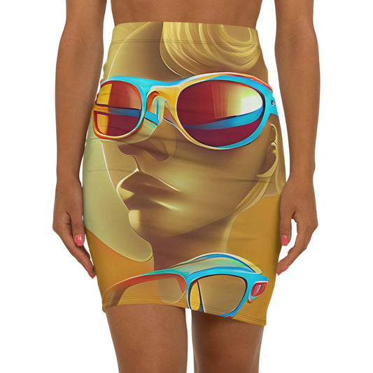 Retro Cool Orange - Womens Pencil Skirt - iSAW Company