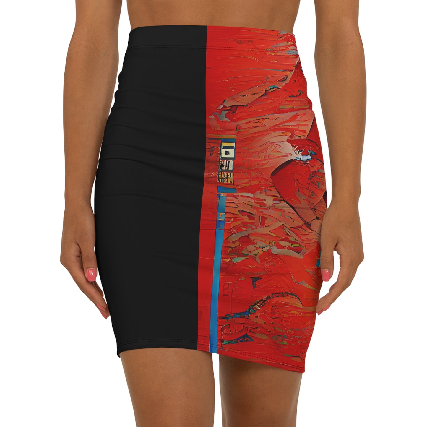 Half Black Half Hónghǎi - Womens Pencil Skirt - iSAW Company
