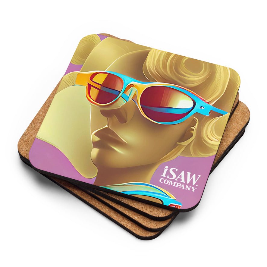 Retro Cool Pink - Cork Back Coaster - iSAW Company