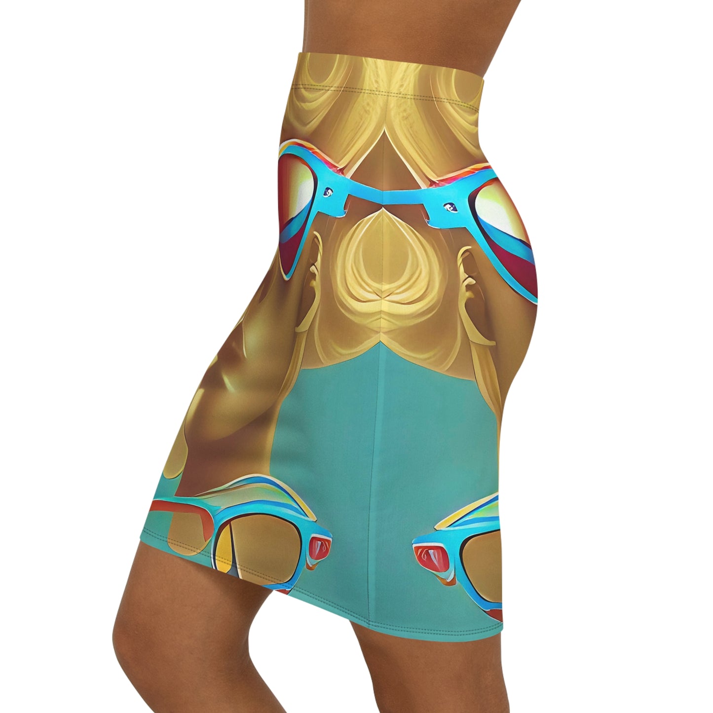 Retro Cool Blue - Womens Pencil Skirt - iSAW Company