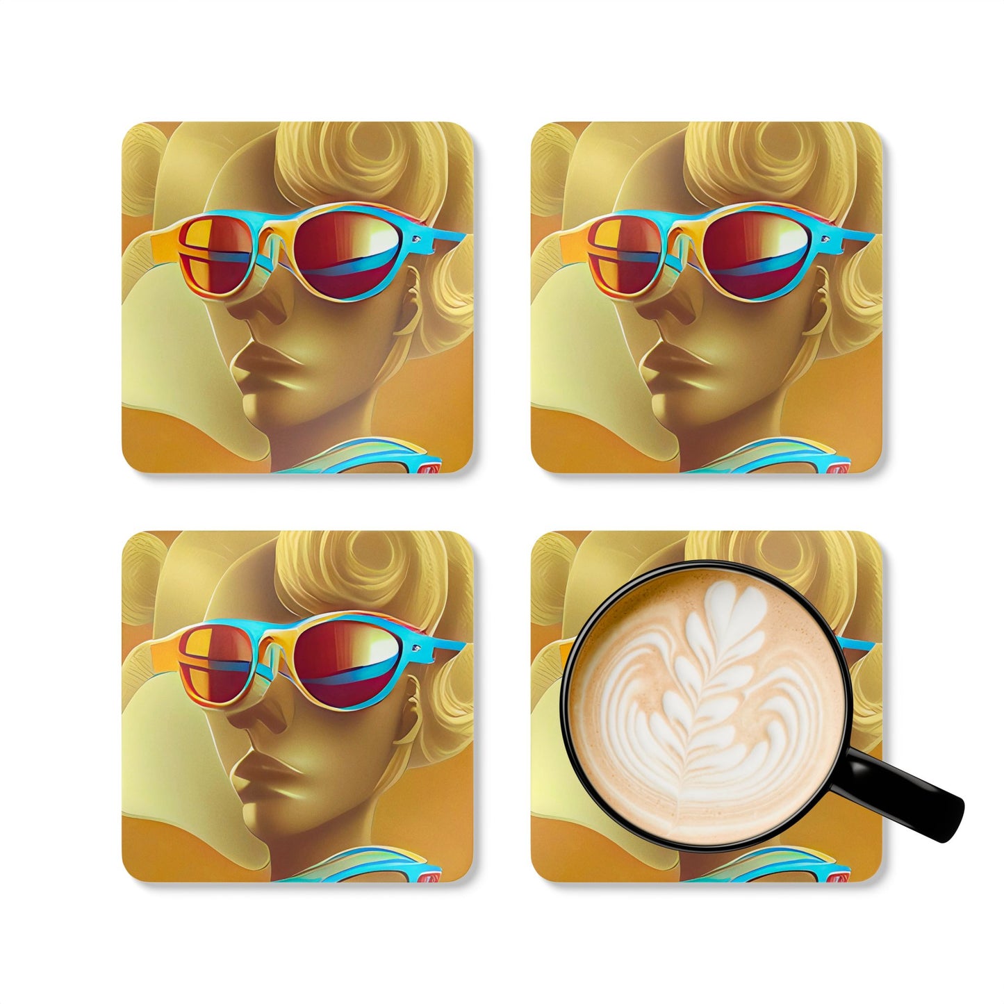 Retro Cool Orange - Cork Back Coaster Set - iSAW Company