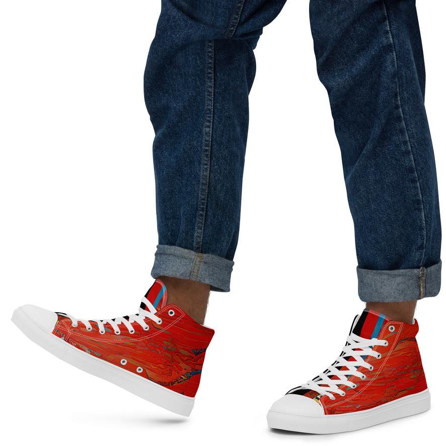 Half Black Half Hónghǎi - Mens High-Top Canvas Shoes - iSAW Company