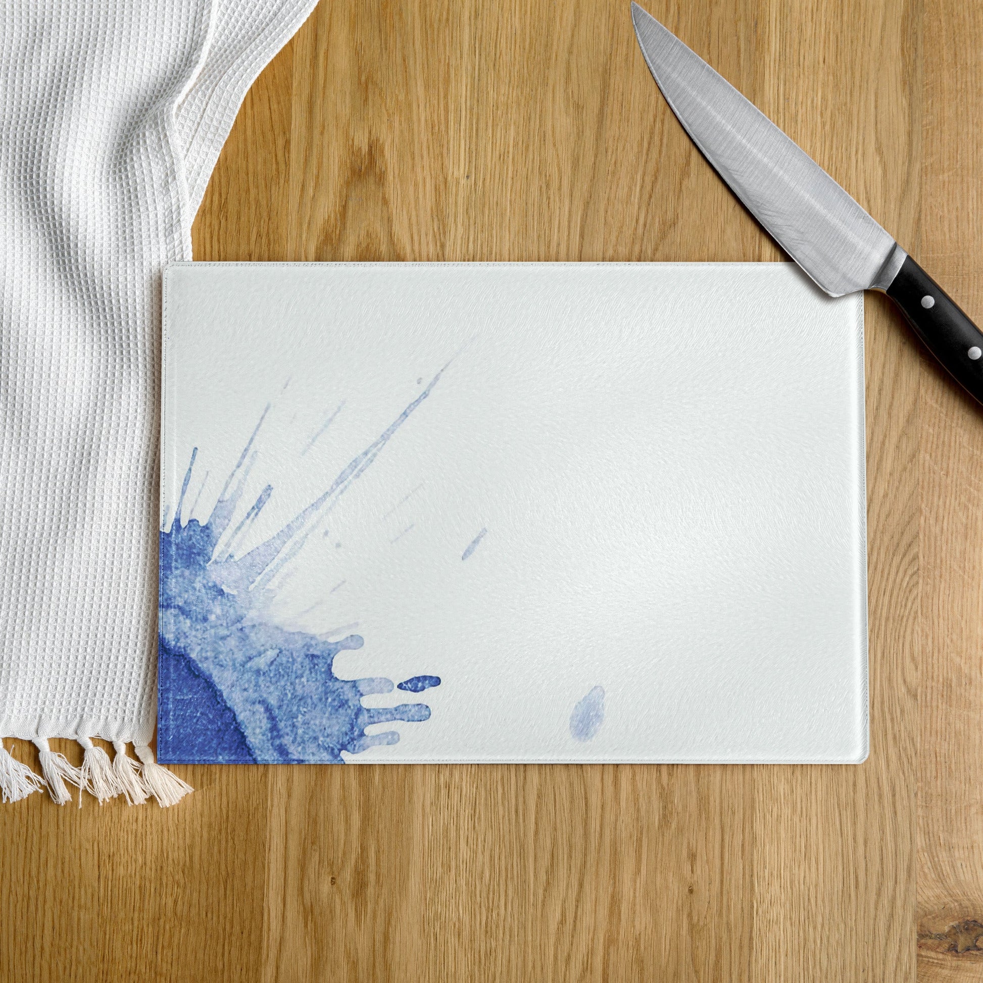 Watercolour Blue Splash - Glass Cutting Board - iSAW Company