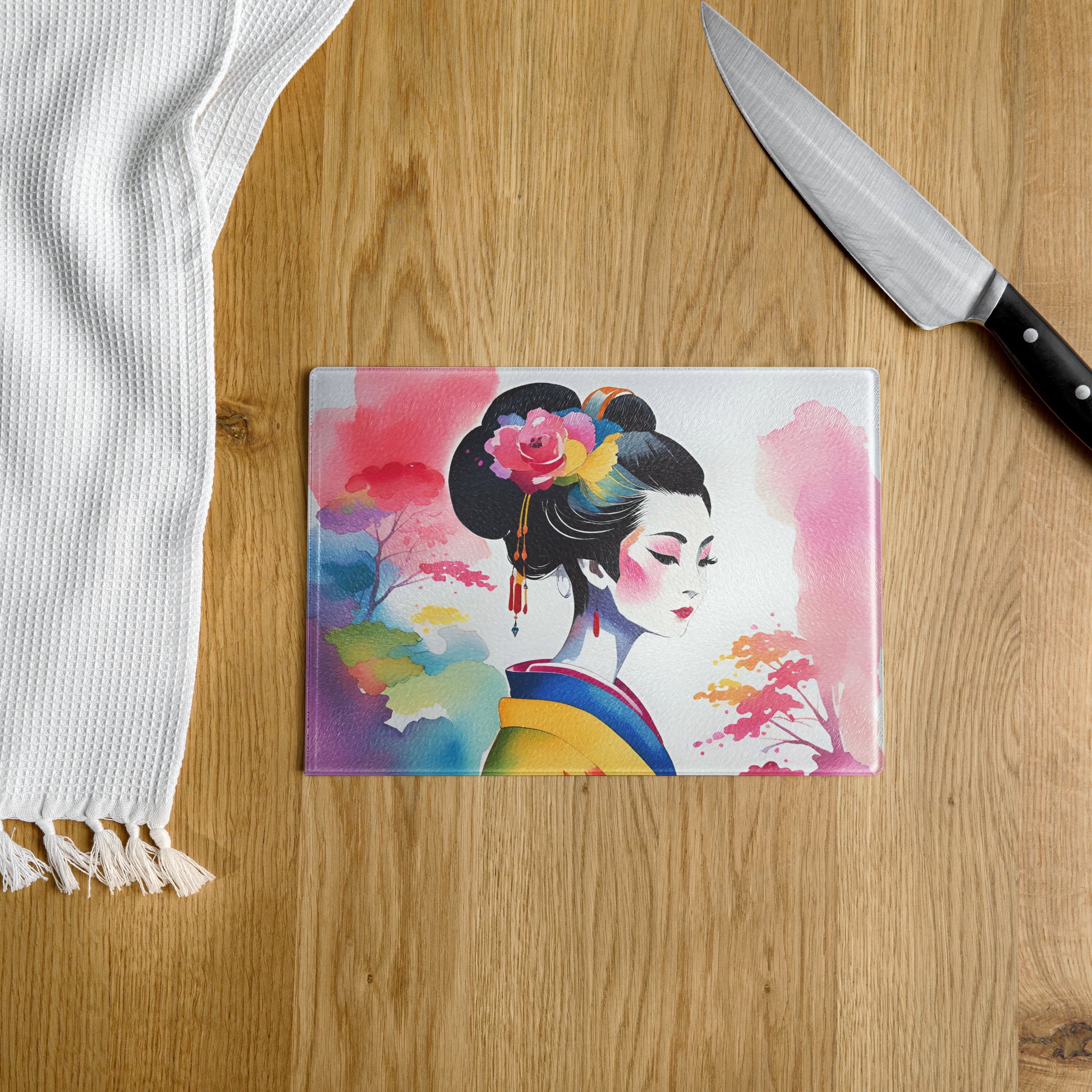 Geisha Girl - Glass Cutting Board - iSAW Company