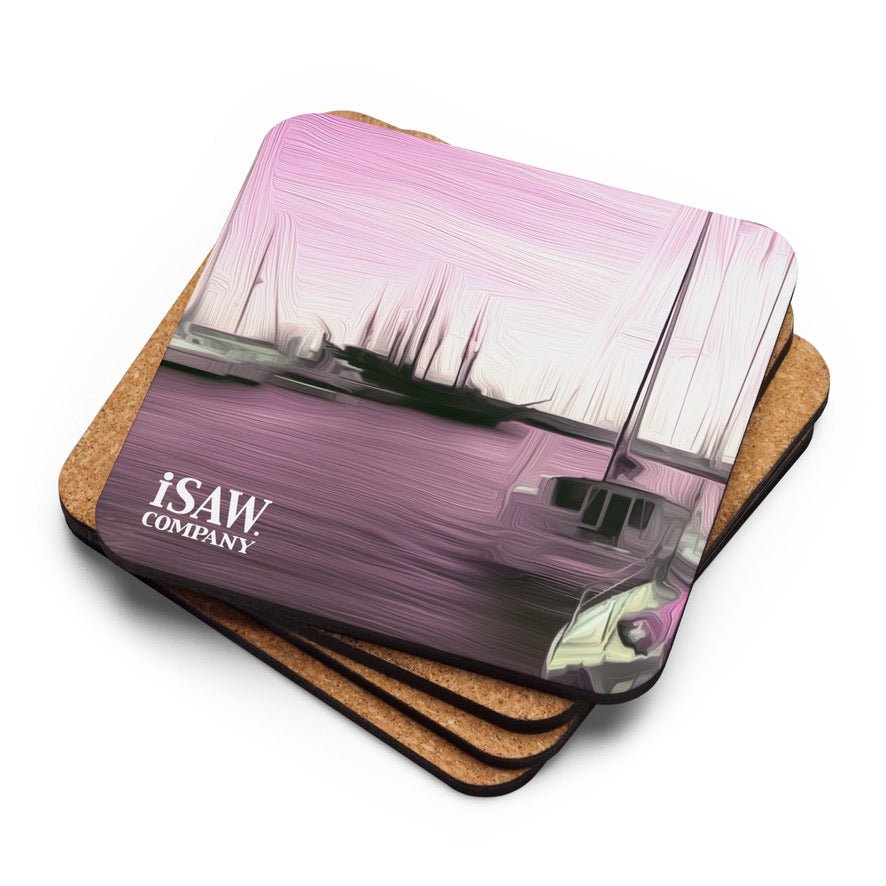 The Sleeping Yachts (at Evening) - Cork Back Coaster - iSAW Company