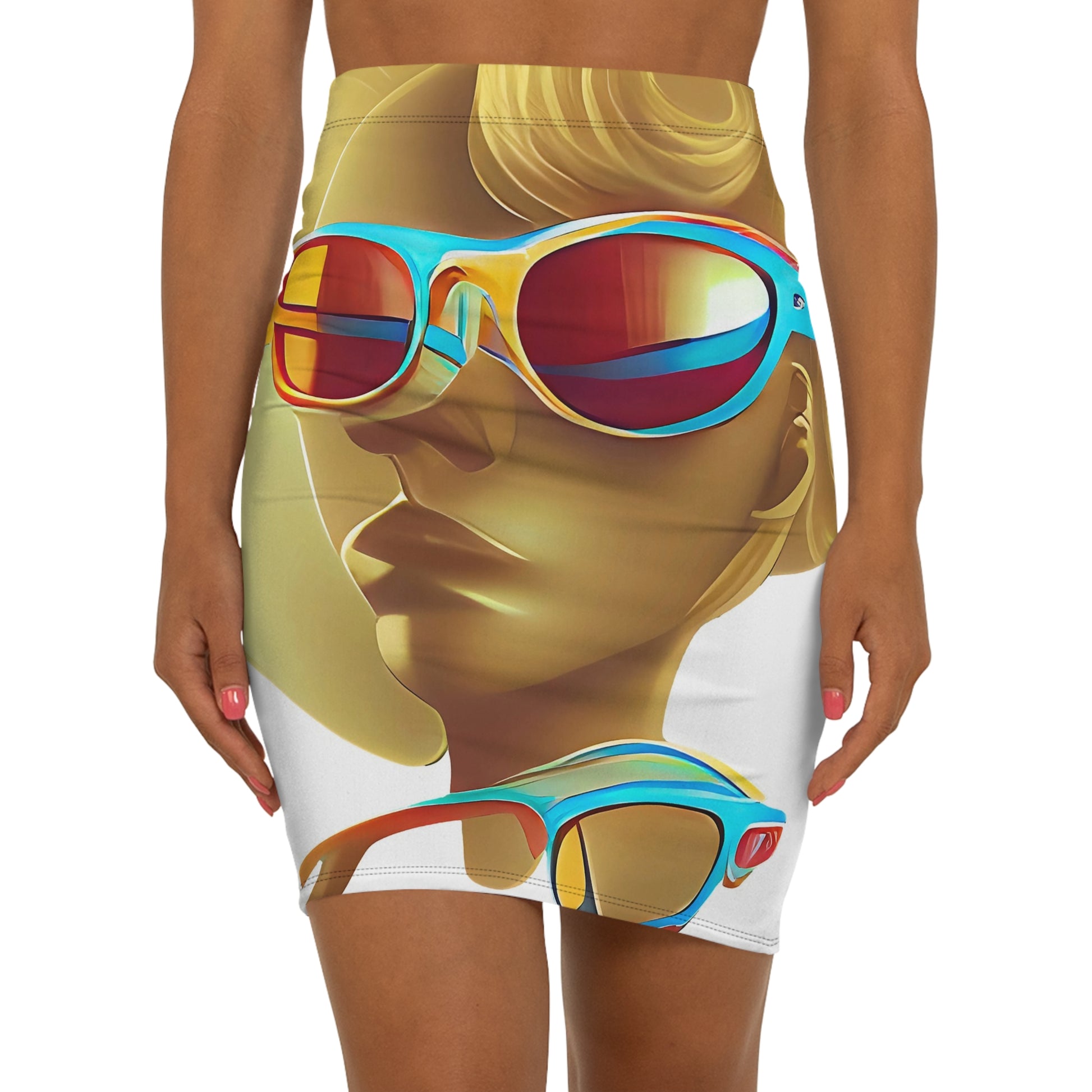 Retro Cool White - Womens Pencil Skirt - iSAW Company