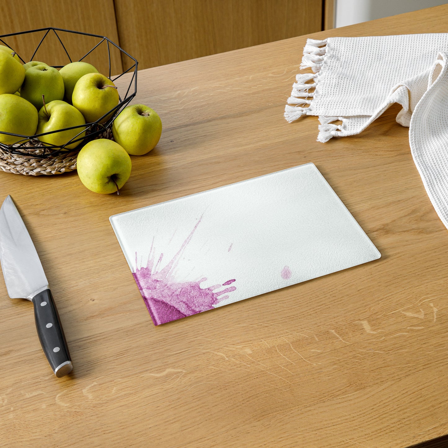 Watercolour Pink Splash - Glass Cutting Board - iSAW Company