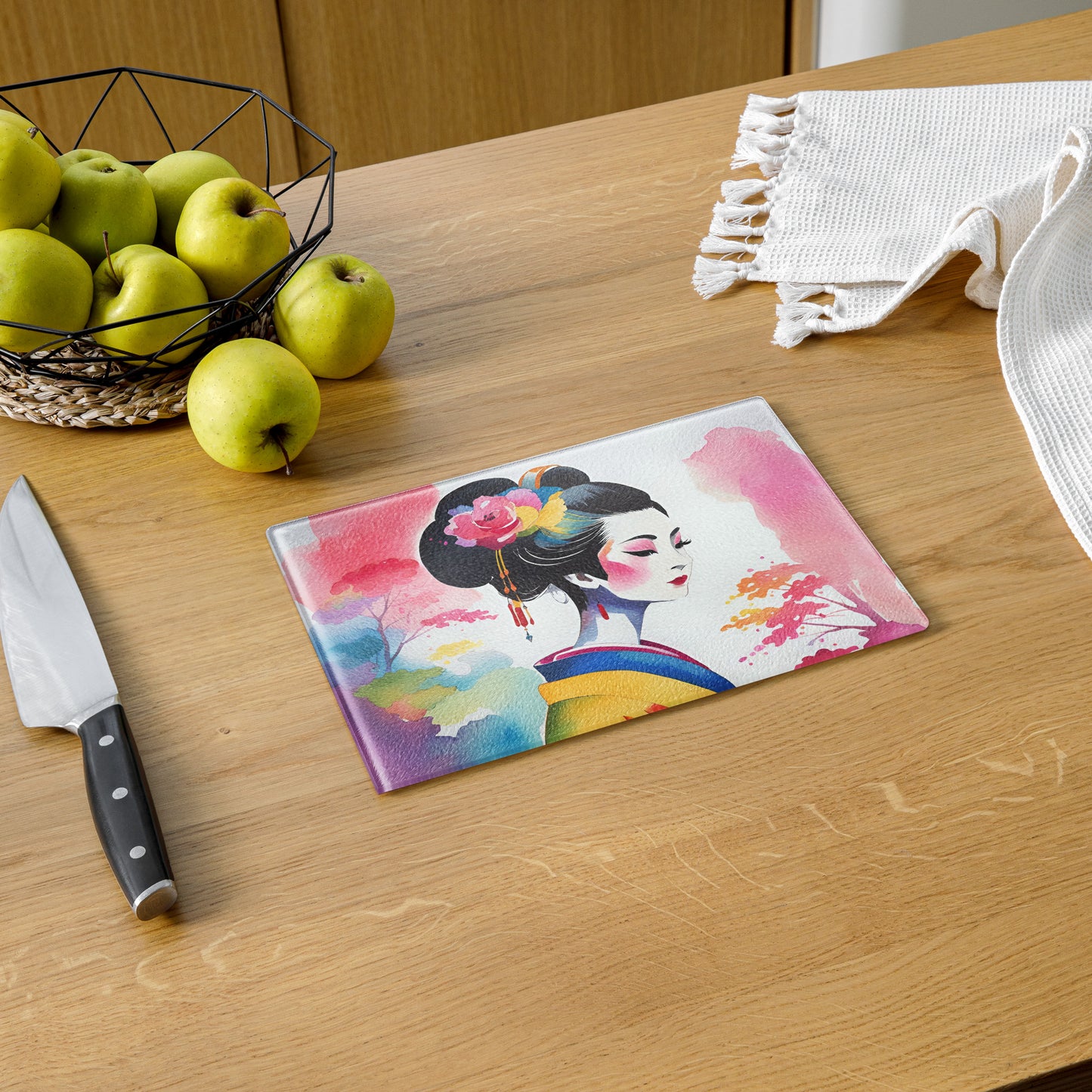 Geisha Girl - Glass Cutting Board - iSAW Company