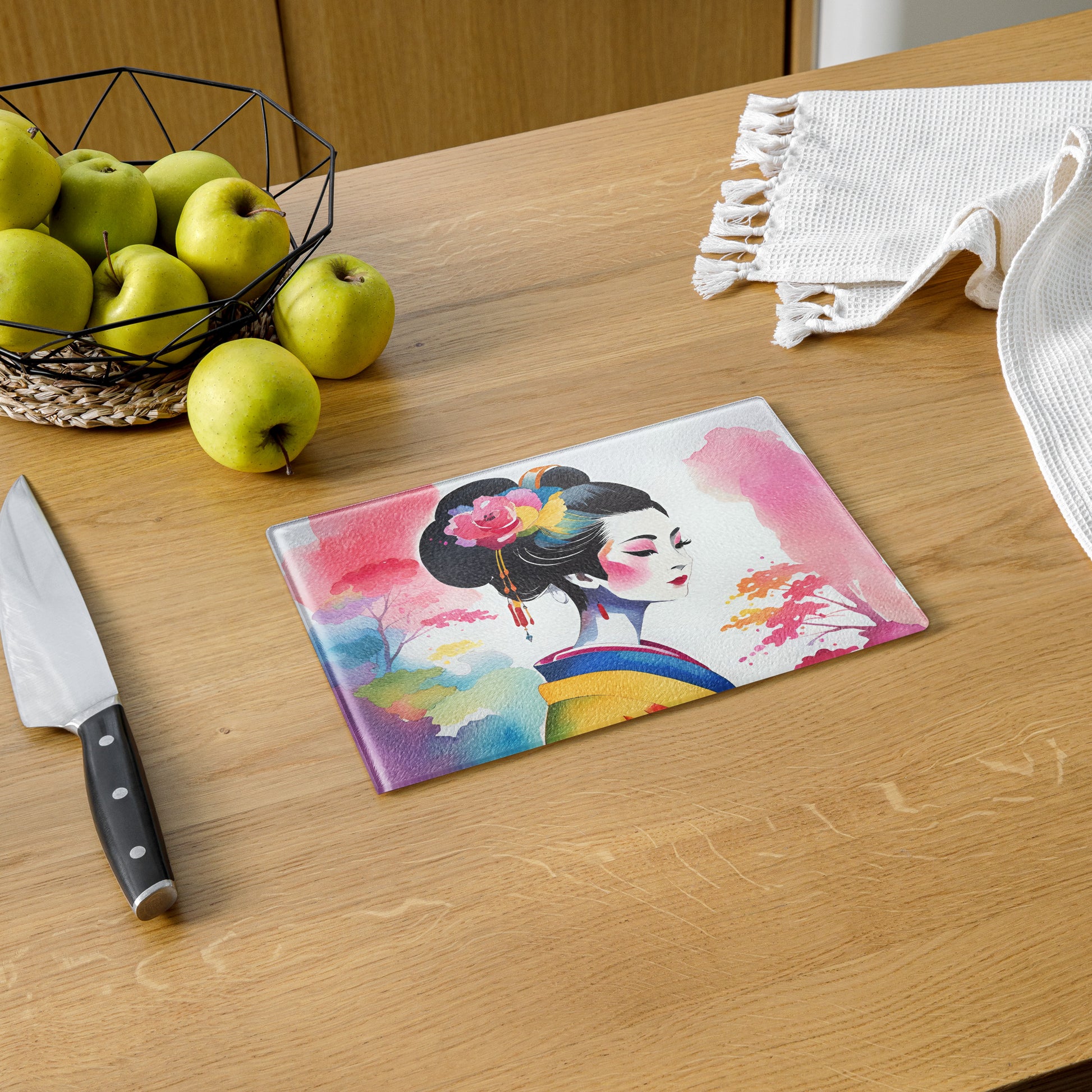 Geisha Girl - Glass Cutting Board - iSAW Company