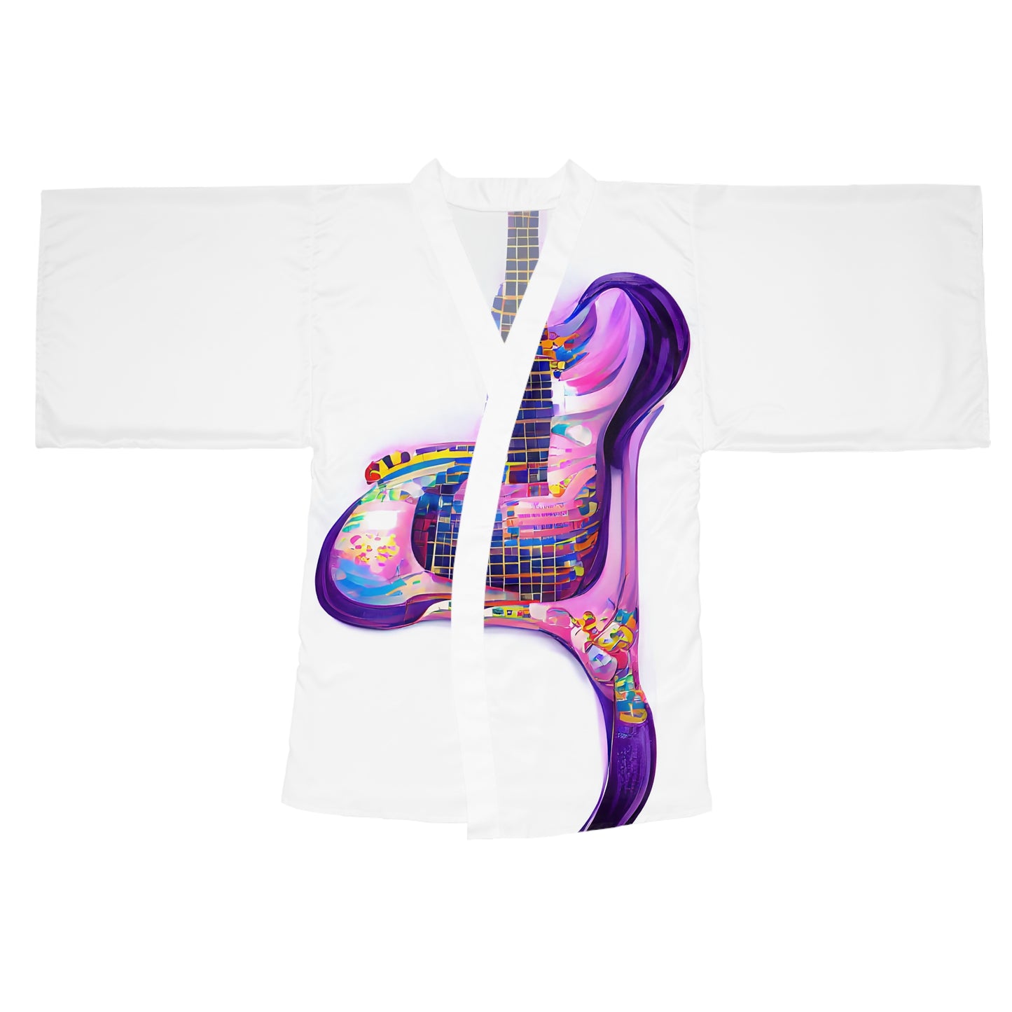 Hippie Guitar - Womens Long Sleeve Kimono Robe - iSAW Company