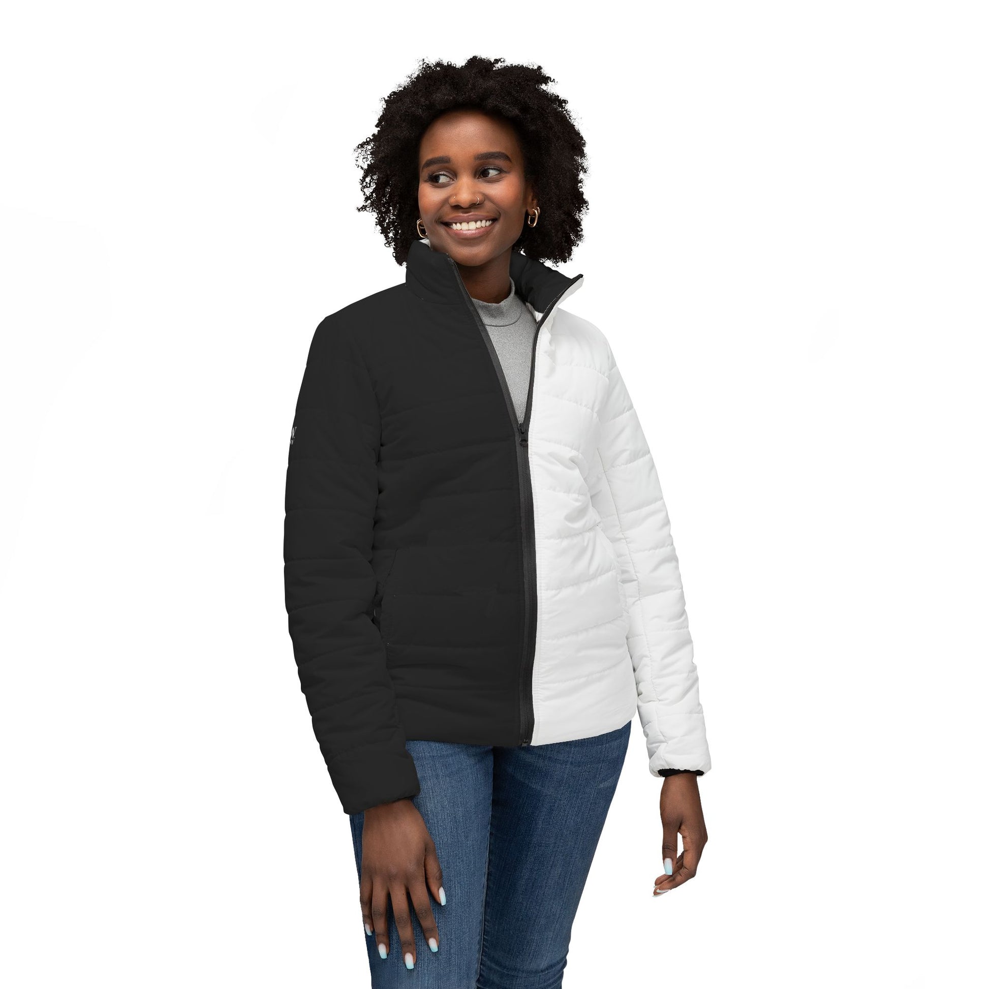 Half Black Half White - Womens Puffer Jacket - iSAW Company