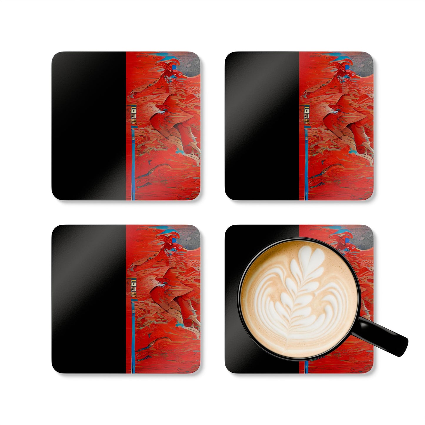 Half Black Half Hónghǎi - Cork Back Coaster Set - iSAW Company