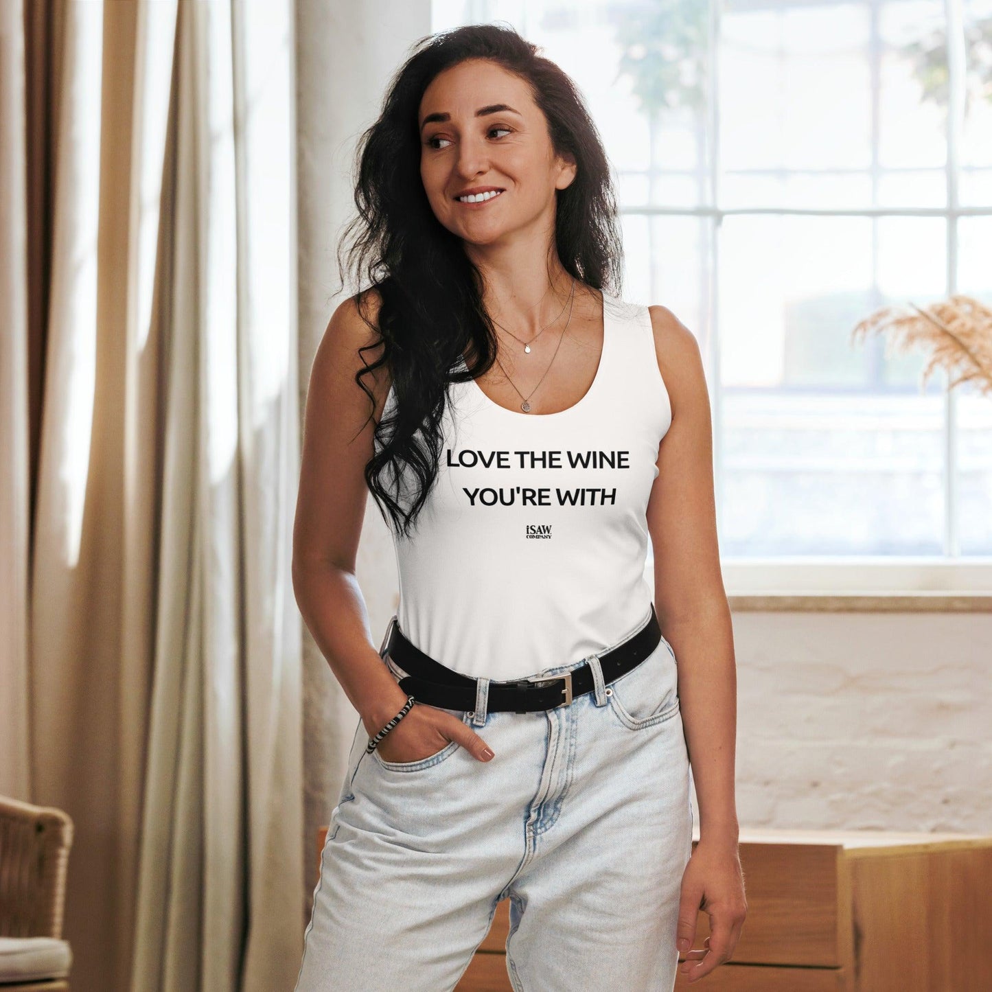 Love The Wine You're With - Womens White Tank Top