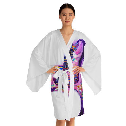 Hippie Guitar - Womens Long Sleeve Kimono Robe - iSAW Company