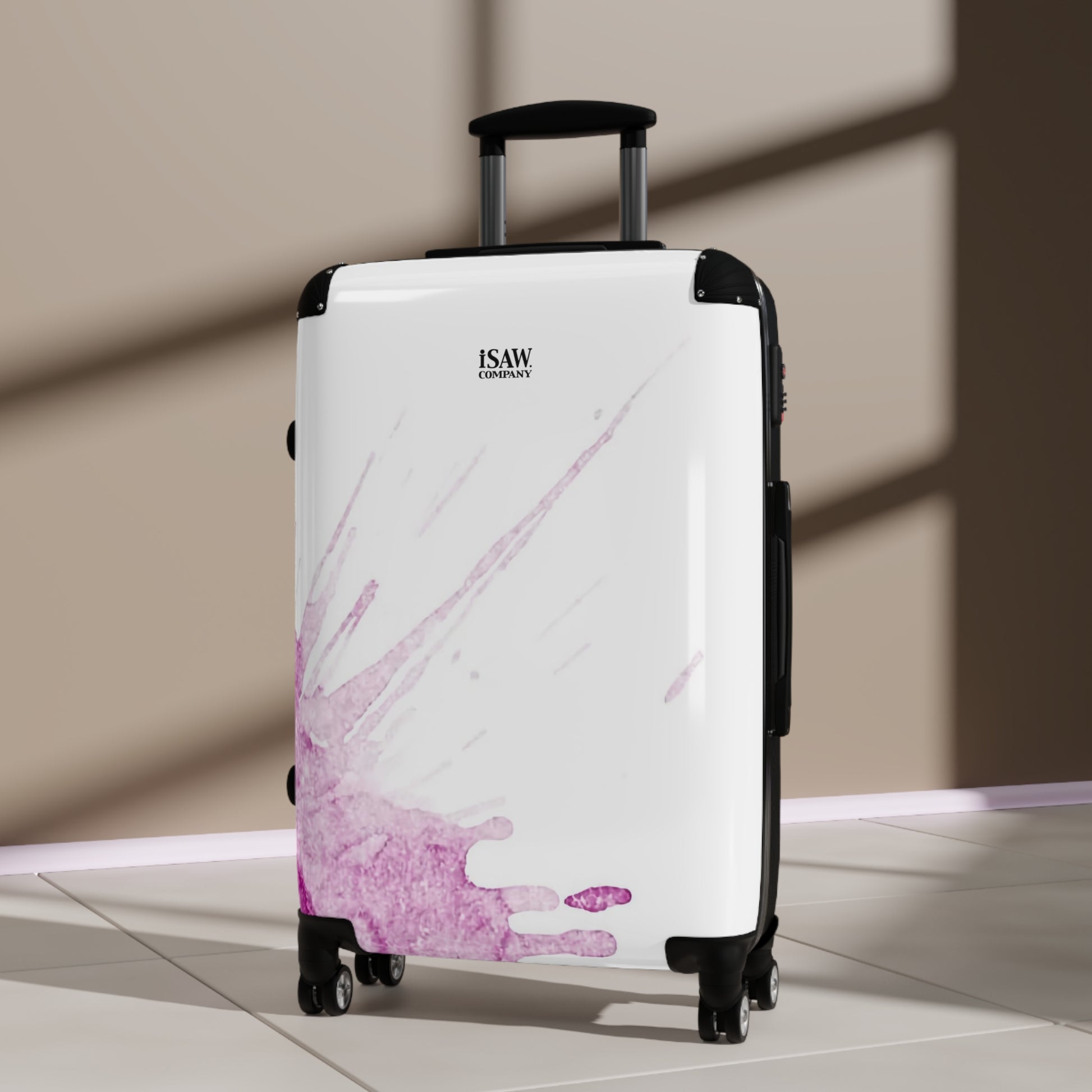 Watercolour Pink Splash - Hard - Shell Suitcase - iSAW Company