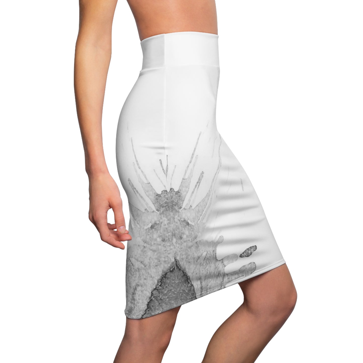 Watercolour Grey Splash - Womens Pencil Skirt - iSAW Company