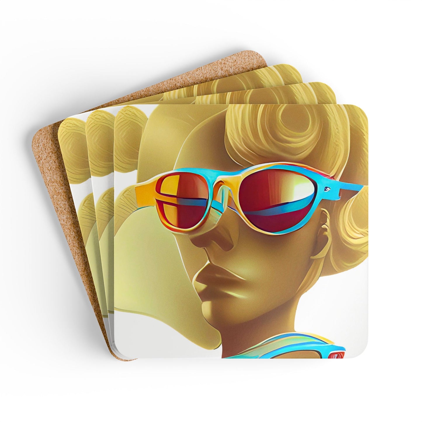 Retro Cool White - Cork Back Coaster Set - iSAW Company