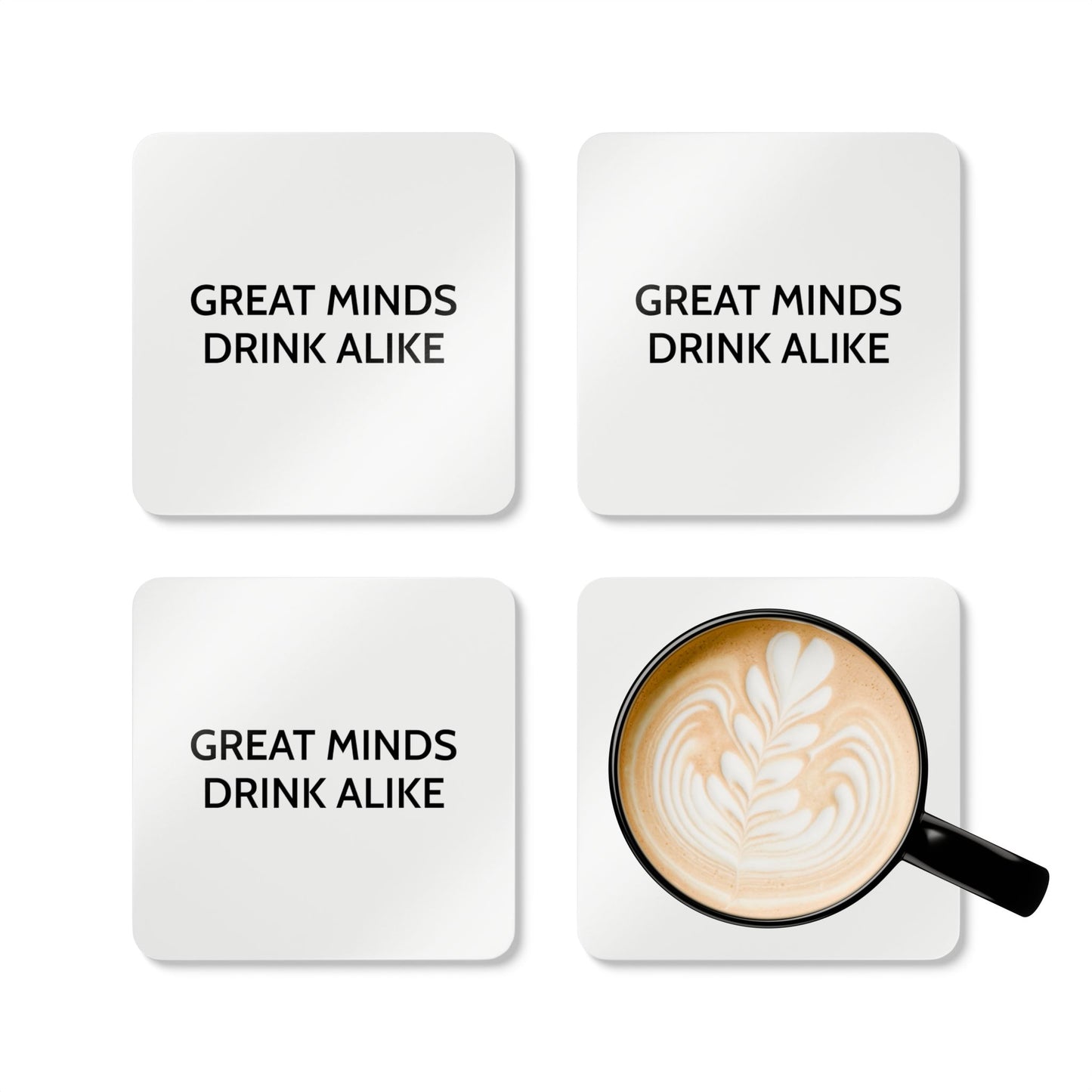 Great Minds Drink Alike - White Cork Back Coaster Set - iSAW Company