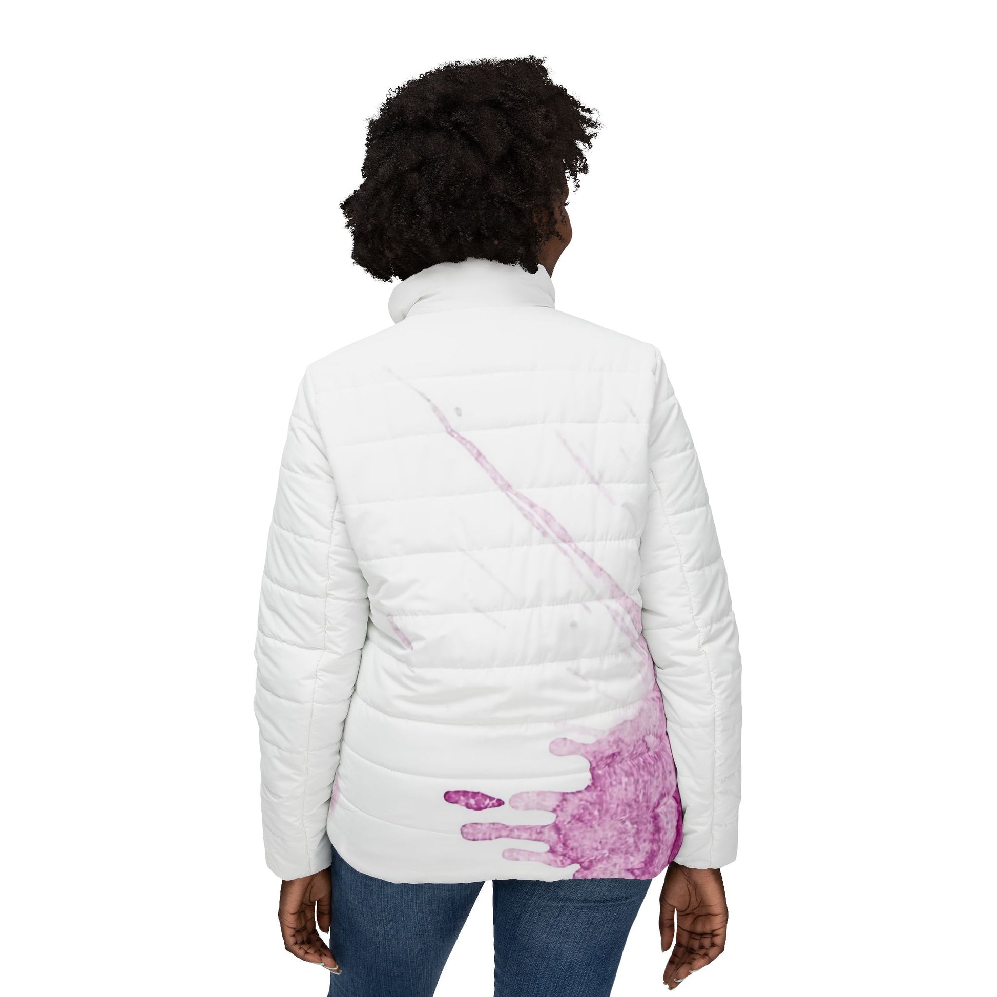 Watercolour Pink Splash - Womens Puffer Jacket - iSAW Company